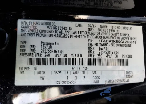 2016 Ford Focus Se from USA, damaged, VIN 1FADP3KE0GL206912